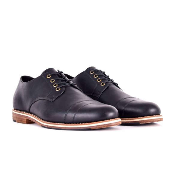 Bashwood Handmade Navy Blue Leather Oxford Shoes For Men